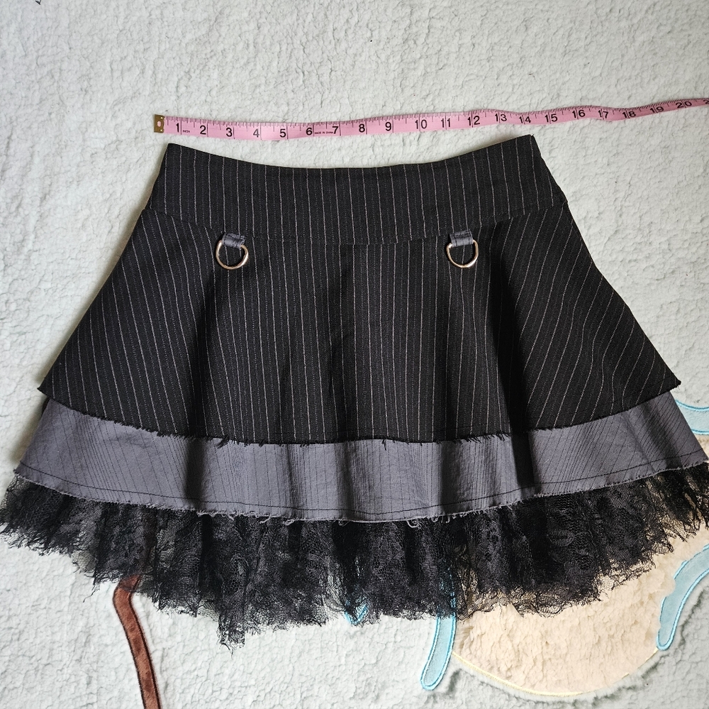 Lipservice Layered Pinstripe Mini Skirt | Women | Color: Black & Gray | Size: S